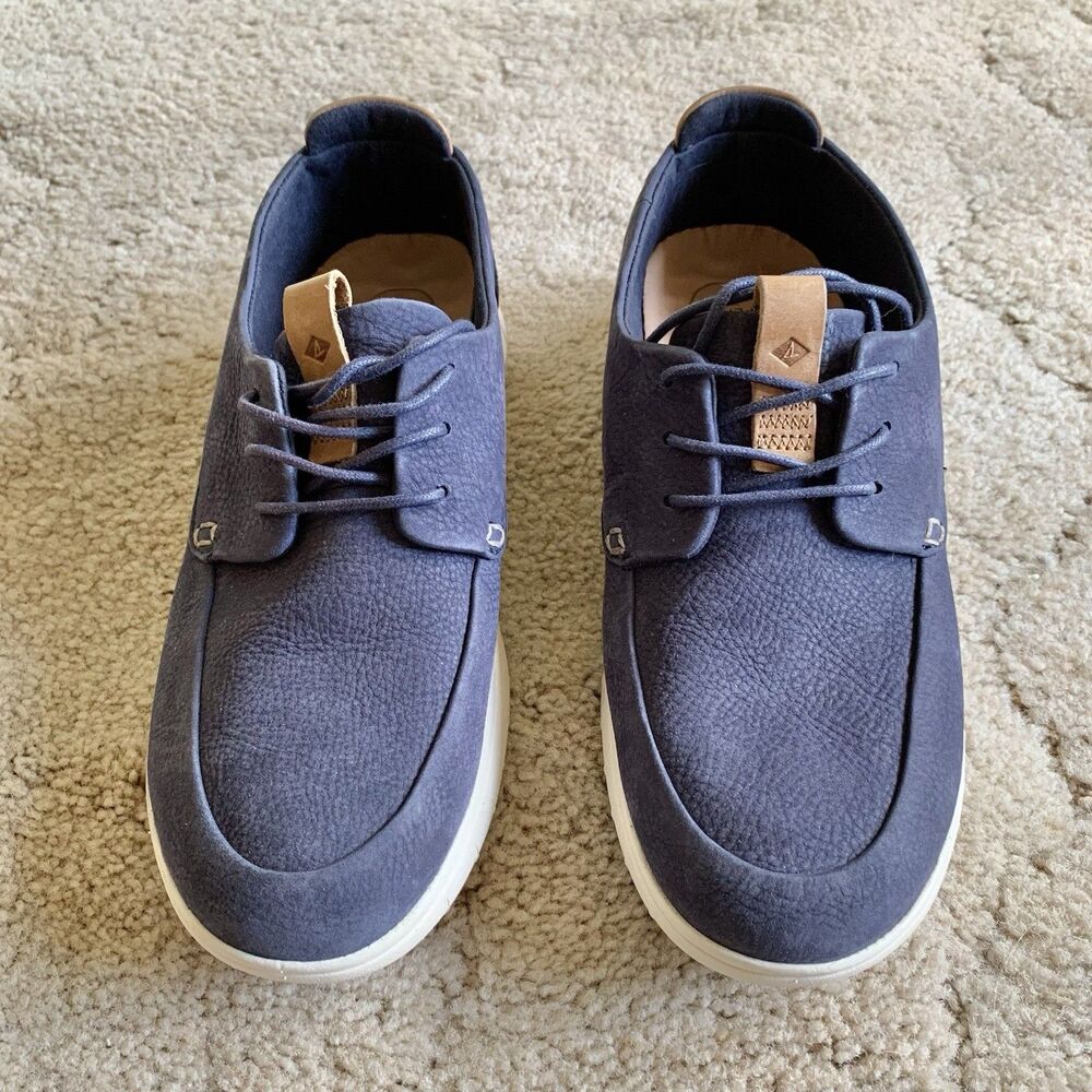 Sperry Women’s Coastal Plushwave Navy Blue Low Top Leather Boat Shoes/Sneakers 8 - Picture 2 of 14